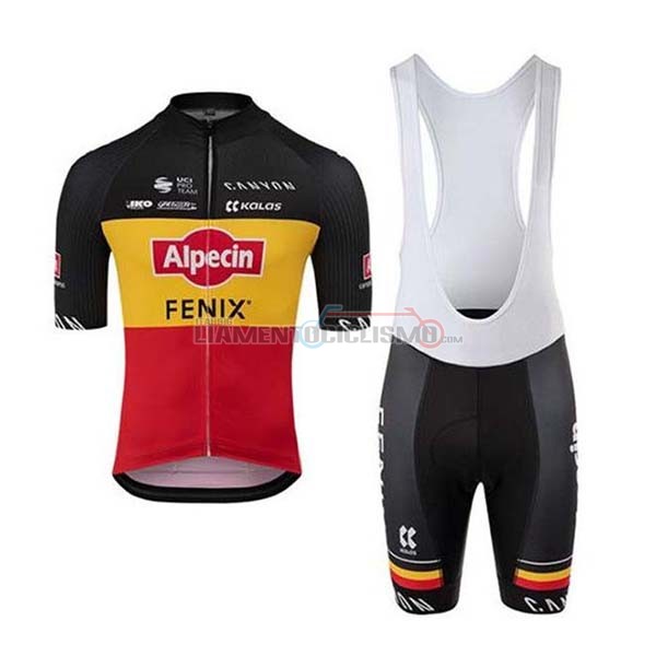 Abbigliamento Ciclismo Alpecin Fenix Manica Corta 2020 Nero Giallo Rosso